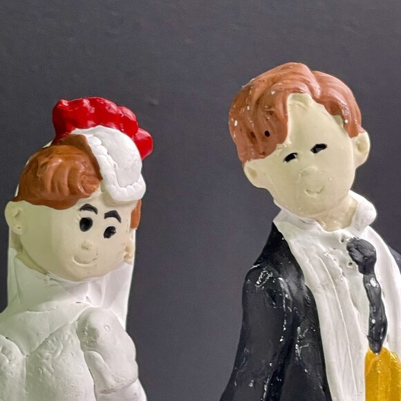 Vintage Bride & Groom Figurines 6" Hand-Painted Ceramic Wedding Cake Topper Coll - Picture 3 of 8